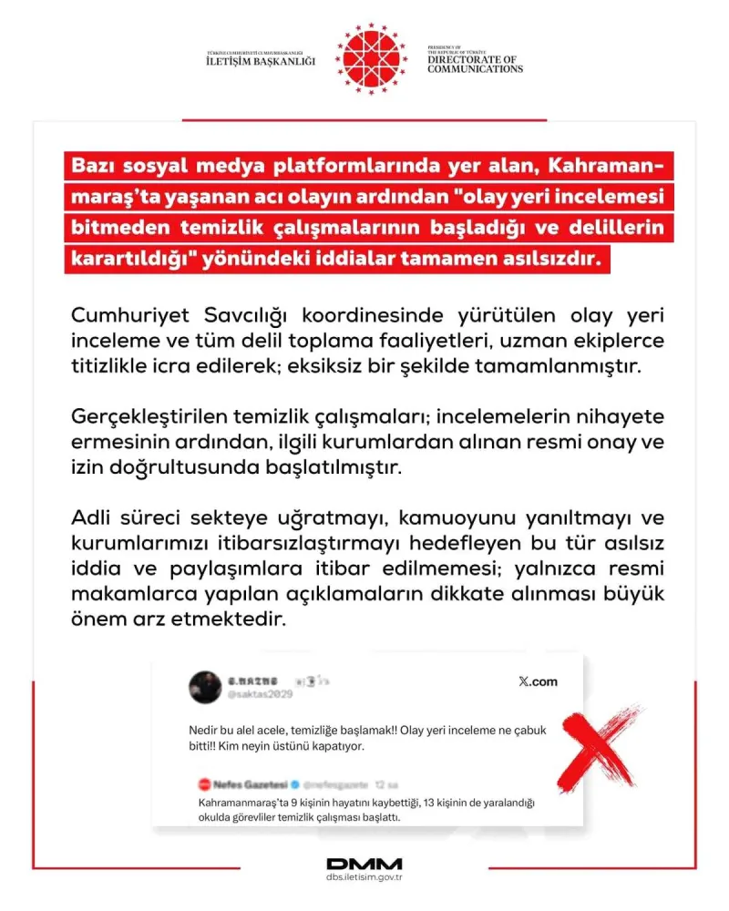 Delil Karartma İddiaları Yalanlandı