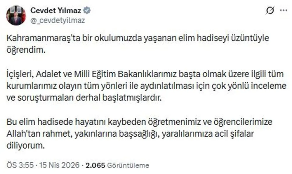 Kahramanmaraş'ta Yaşanan Üzücü Olaya İlişkin Gelişmeler