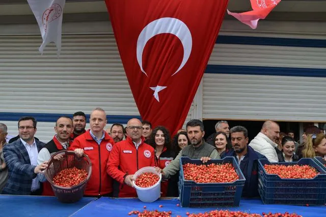Manisa'da sezonun ilk kirazı 6 bin TL'den satıldı