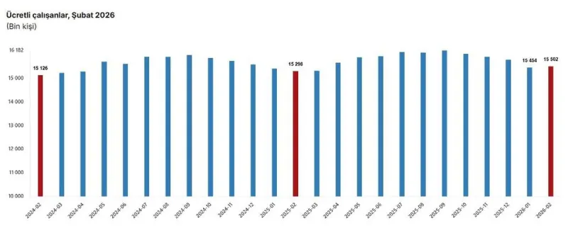 Şubat Ayında Ücretli Çalışan Sayısında Artış Gözlemlendi