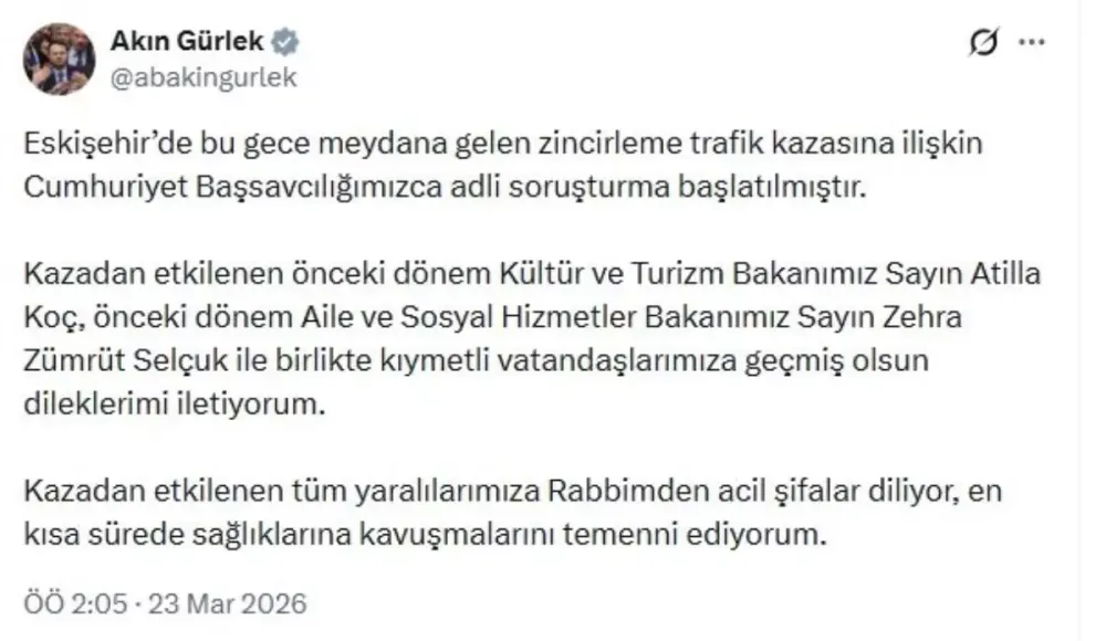 Eskişehir’deki Zincirleme Kazada Eski Bakanlar Yaralandı: Adalet Bakanlığı Adli Soruşturma Başlattı