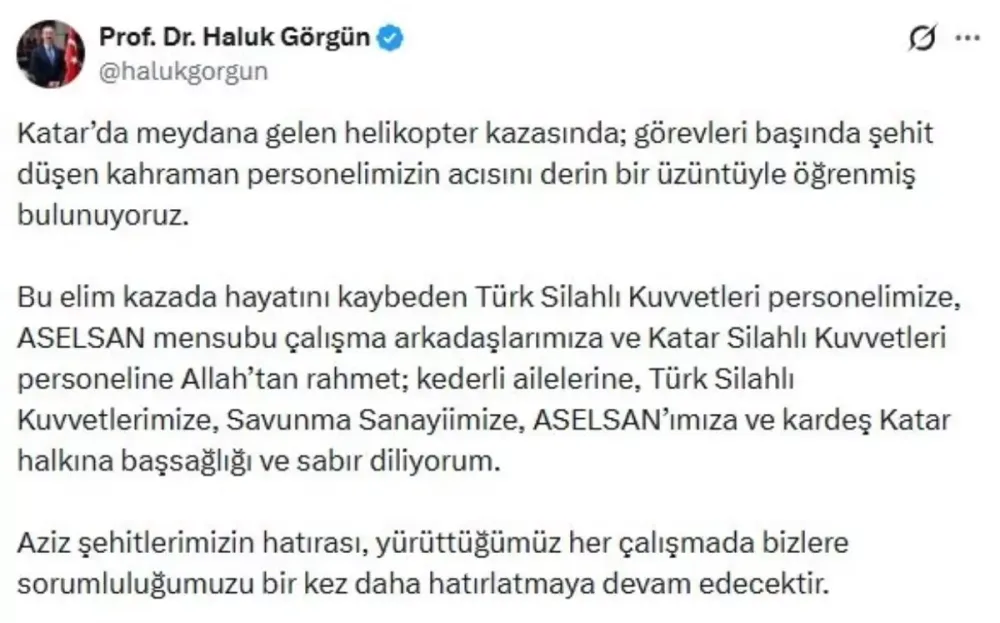 Katar'da Helikopter Kazası: Türk Silahlı Kuvvetleri ve ASELSAN'a Taziye Mesajları Yağmur gibi Yağdı