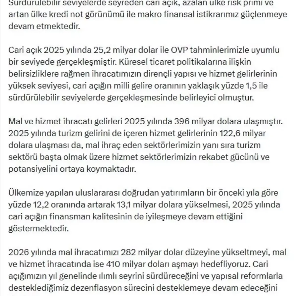 Ülkenin Cari Açık Durumu 2025 Yılında İyileştirme Gösterdi
