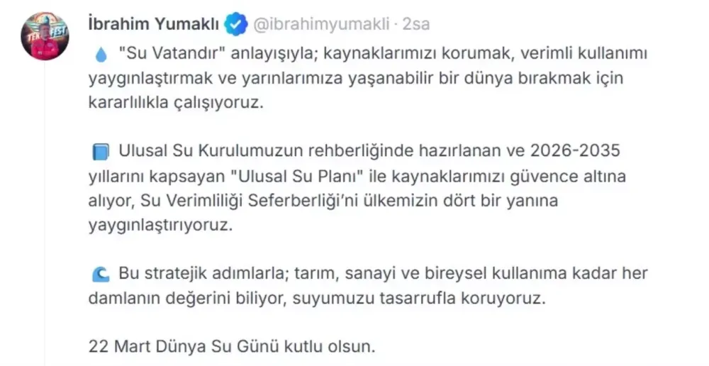 Ulusal Su Planı ile Su Verimliliği Seferberliği